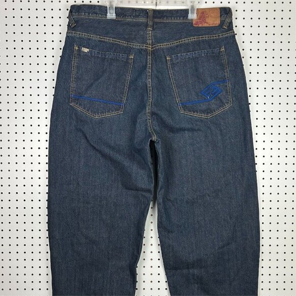 Enyce Y2K Denim Jeans42x32 Embroidered 90s Blue Logo Streetwear Skate Baggy Punk - Picture 2 of 6